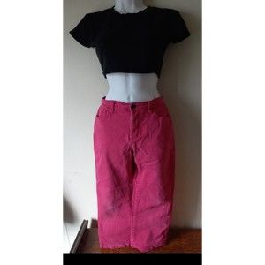 Riders By Lee Crop Capri Jeans Women's Dark Pink Embellished Pockets Sz Petite 4